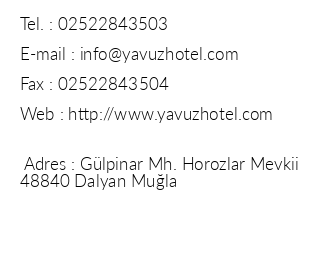 Yavuz Hotel iletiim bilgileri